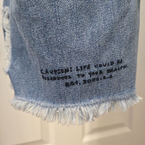 Civil Regime Distressed Denim Bermuda Shorts – 100% Cotton, Raw Hem, Size W30 - Picture 7 of 16